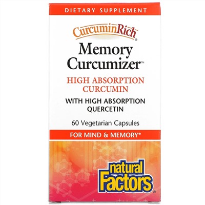 Natural Factors, CurcuminRich, Memory Curcumizer, 60 растительных капсул