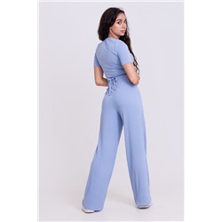 Костюм лапша палаццо + топ на завязках  короткий рукав 1254