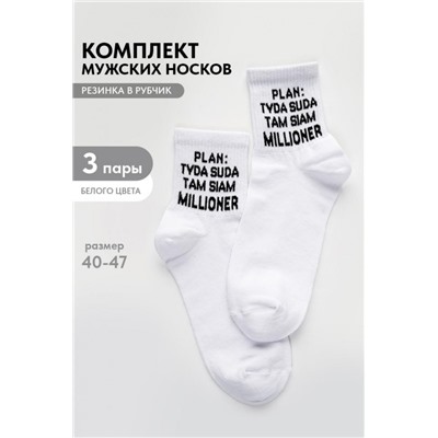 Носки мужские Туда-сюда (набор 3 пары) (Белый)