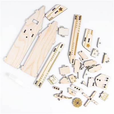 Конструктор деревянный 3д модель «Военный корабль», 32 детали