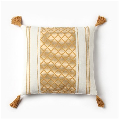 Наволочка декоративная «Этель», сканди, 45×45 см, бежево-жёлтая