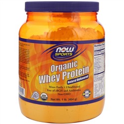 Now Foods, Sports, органический сывороточный белок, нейтральный, без вкуса, 454 г (1 фунт)