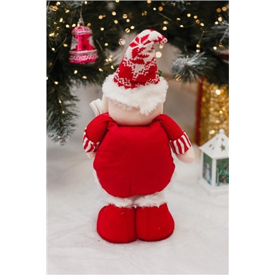 Игрушка новогодняя с выдвижными ногами Дед с лыжами красный