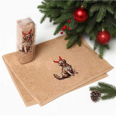 Полотенце махровое Этель «Счастливая собака» 30×60 см, 340 г/м², 100% хл