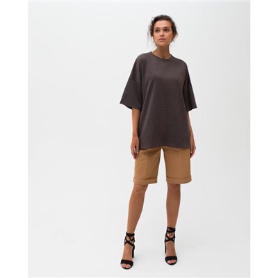 Футболка женская MINAKU OVERSIZE FIT, коричневая, размер 42