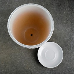 Горшок для цветов «Белое серебро», 2.4 л, d=17 см, h=17.4 см, керамика, с поддоном, белый