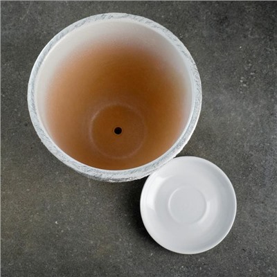 Горшок для цветов «Белое серебро», 2.4 л, d=17 см, h=17.4 см, керамика, с поддоном, белый