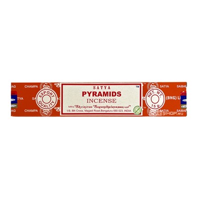 Ароматические палочки (благовония) «Пирамиды» Pyramids Incense Satya, Индия, 15 г