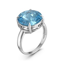 Кольцо из серебра с кристаллами Swarovski голубой родированное 925 пробы 0042к-202