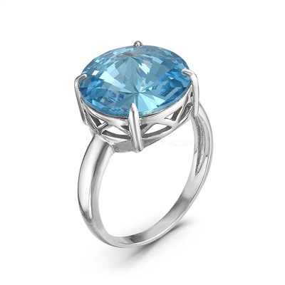 Кольцо из серебра с кристаллами Swarovski голубой родированное 925 пробы 0042к-202