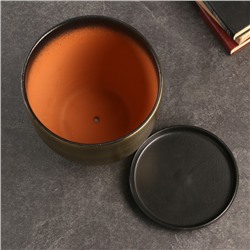 Горшок для цветов «Изысканность», 4.7 л, d=21.5 см, h=19.5 см, керамический, с поддоном, цвет чёрное золото