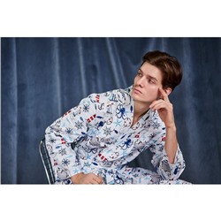 Халат мужской Этель «Капитан» рукав 3/4, размер 50-52, вафля 200 г/м², 100% хлопок