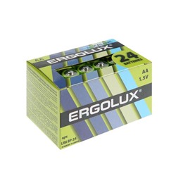 Батарейка алкалиновая Ergolux, AA, LR6-24BOX (LR6 BP-24), 1.5В, набор 24 шт.