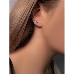 Серьги-продёвки из серебра с фианитами родированные 925 пробы 21135р200