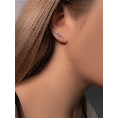 Серьги-продёвки из серебра с фианитами родированные 925 пробы 21135р200