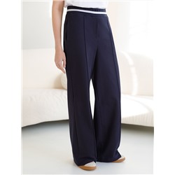 Брюки прямые со стрелками из премиального футера двухнитки с эластаном