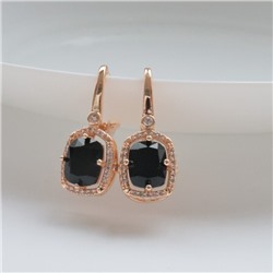 Серьги с камнем ювелирная бижутерия коллекция "Дубай", покрытие позолота, вставка: фианиты, цвет: черный, арт.314.379