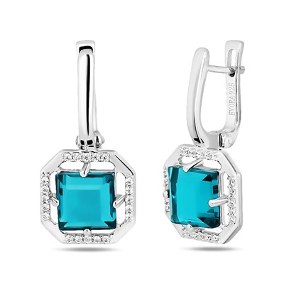 Серьги, аквамарин выращ., Розали