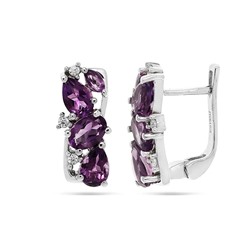 Серьги из серебра аметист, Лиана