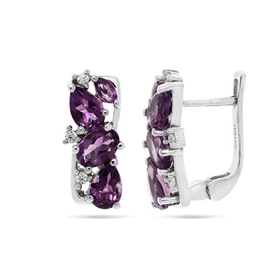 Серьги из серебра аметист, Лиана