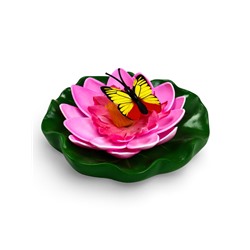 Садовая фигура из полистоуна «Лотос с бабочкой», 10×11×6 см, плавающая