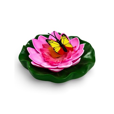 Садовая фигура из полистоуна «Лотос с бабочкой», 10×11×6 см, плавающая