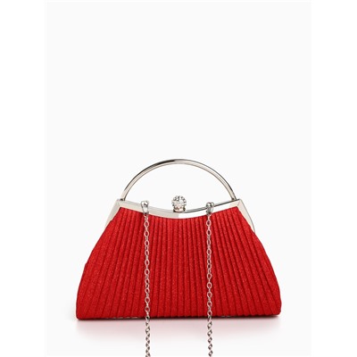 Сумка-клатч женская вечерняя на фермуаре, с металлической ручкой, красная