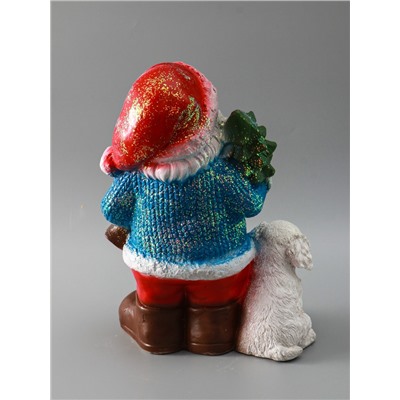 УЦЕНКА Фигура "Дед мороз с елкой" с блестками 37см