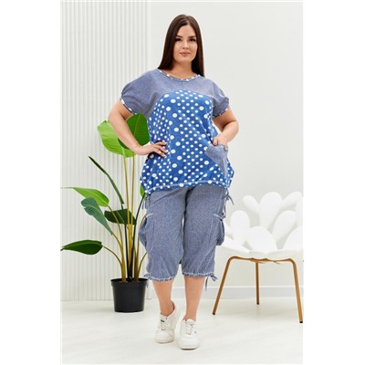 Костюм 9204 (Полоса горох джинс)