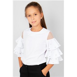 Блузка для девочки с жемчугом 0199/2 (Белый)