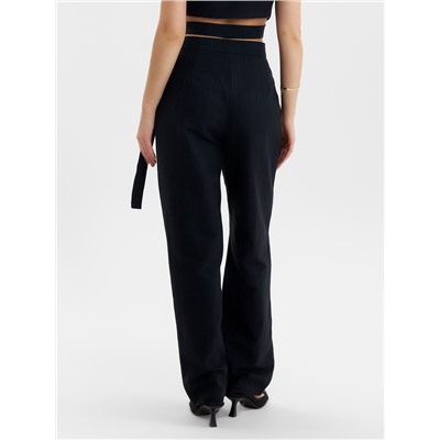 Брюки женские с защипами MINAKU: Modern classic, тёмно-синие, размер 44