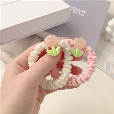 Резинка для волос текстильная с Тюльпаном