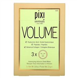 Pixi Beauty, Skintreats, Plump Collagen Boost, разглаживающая тканевая маска для лица с коллагеном, 3 шт., по 23 г (0,80 унции) каждая