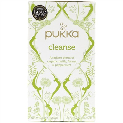 Pukka Herbs, Очищающий травяной чай, не содержащий кофеина, 20 пакетиков, 1,27 ун. (36 г)