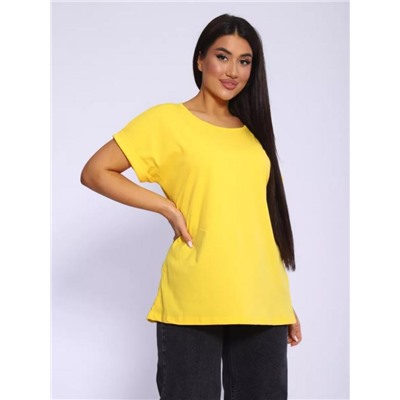 Футболка без рисунка с отворотами на рукавах, хлопок 100%, Арт. 561 (Желтый)