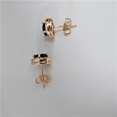 Комплект ювелирной бижутерии коллекция "Дубай"серьги, кулон и кольцо 19 р, покрытие позолота, вставка: фианиты, цвет: черный и прозрачный, арт.313.259-19