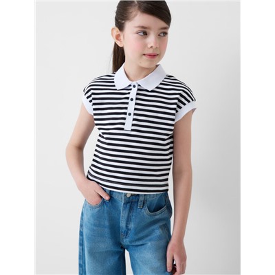 Джемпер трикотажный с воротником поло для девочек