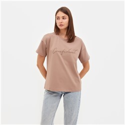 Футболка женская MINAKU Confident, бежевая, размер 42