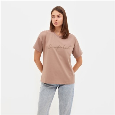 Футболка женская MINAKU Confident, бежевая, размер 42