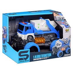 Машина "Эко-мусоровоз" 1:16 (свет, звук) в коробке (цвет синий)