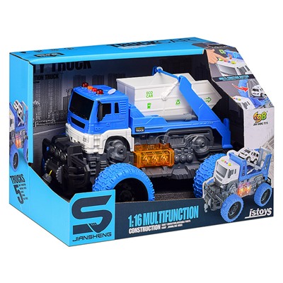 Машина "Эко-мусоровоз" 1:16 (свет, звук) в коробке (цвет синий)