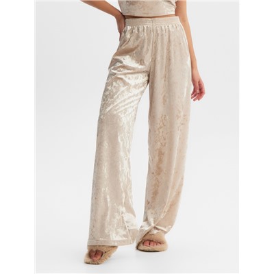 Брюки домашние женские KAFTAN Velvet, размер 44-46, бежевые