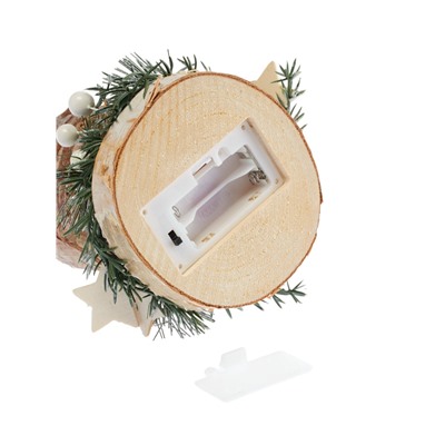 Светодиодная фигура деревянная «Декоративный пень», 1 LED, от батареек AAAx2, свечение тёплое белое