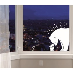 Интерьерная наклейка на окна «Медведь и зайка», 40×45 см (снег 10×20 см)