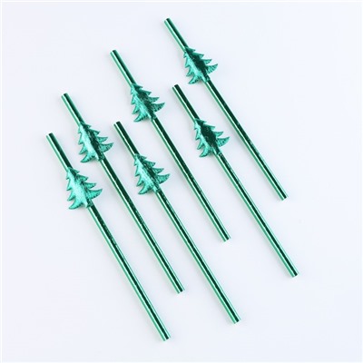 Трубочки для коктейлей одноразовые «Ёлочки», в наборе 6 штук