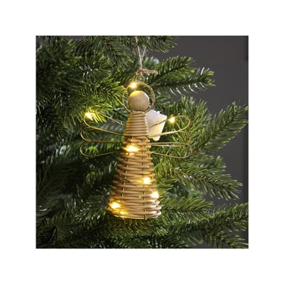 Светодиодная фигура подвесная «Ангел», 14×11×5 см, 10 LED, от батареек AG13×3, свечение тёплое белое