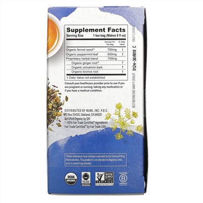Numi Tea, Organic, Congest Away, Caffeine Free, 16 Non-GMO Tea Bags, 1.13 oz (32 g)