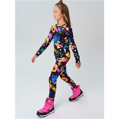 Термокомплект трикот. для девочек: фуфайка (футболка) с длин. рук, брюки