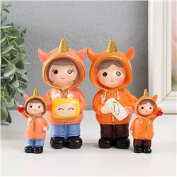 Набор фигурок полистоун «Малыши в толстовках с единорогом», 4 шт., 2.5×2×7 4.5×3.5×12 см