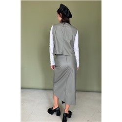 Юбка эко-кожа  ECO040/01/Оливка